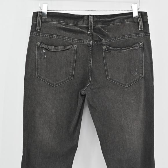 FREE PEOPLE Jeans Womens Sz 28 Coal Miners Washed Black Distressed Boho Festival - Picture 5 of 13